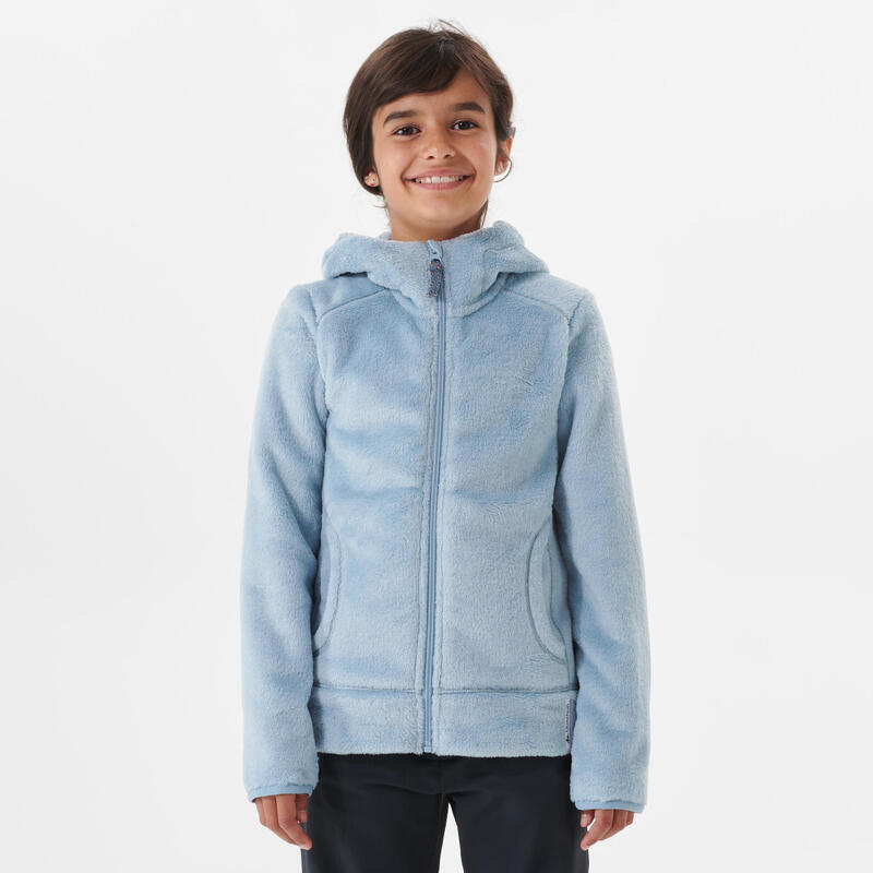 Warme fleece jas voor wandelen MH500 grijsblauw kinderen 7-15 jaar