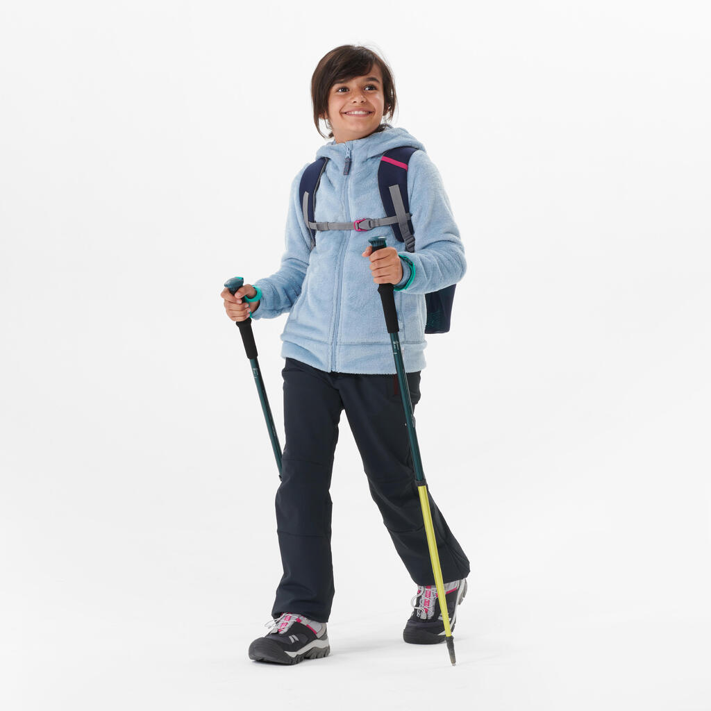 Kids’ Warm Hiking Fleece Jacket - MH500 blue - ages 7–15 