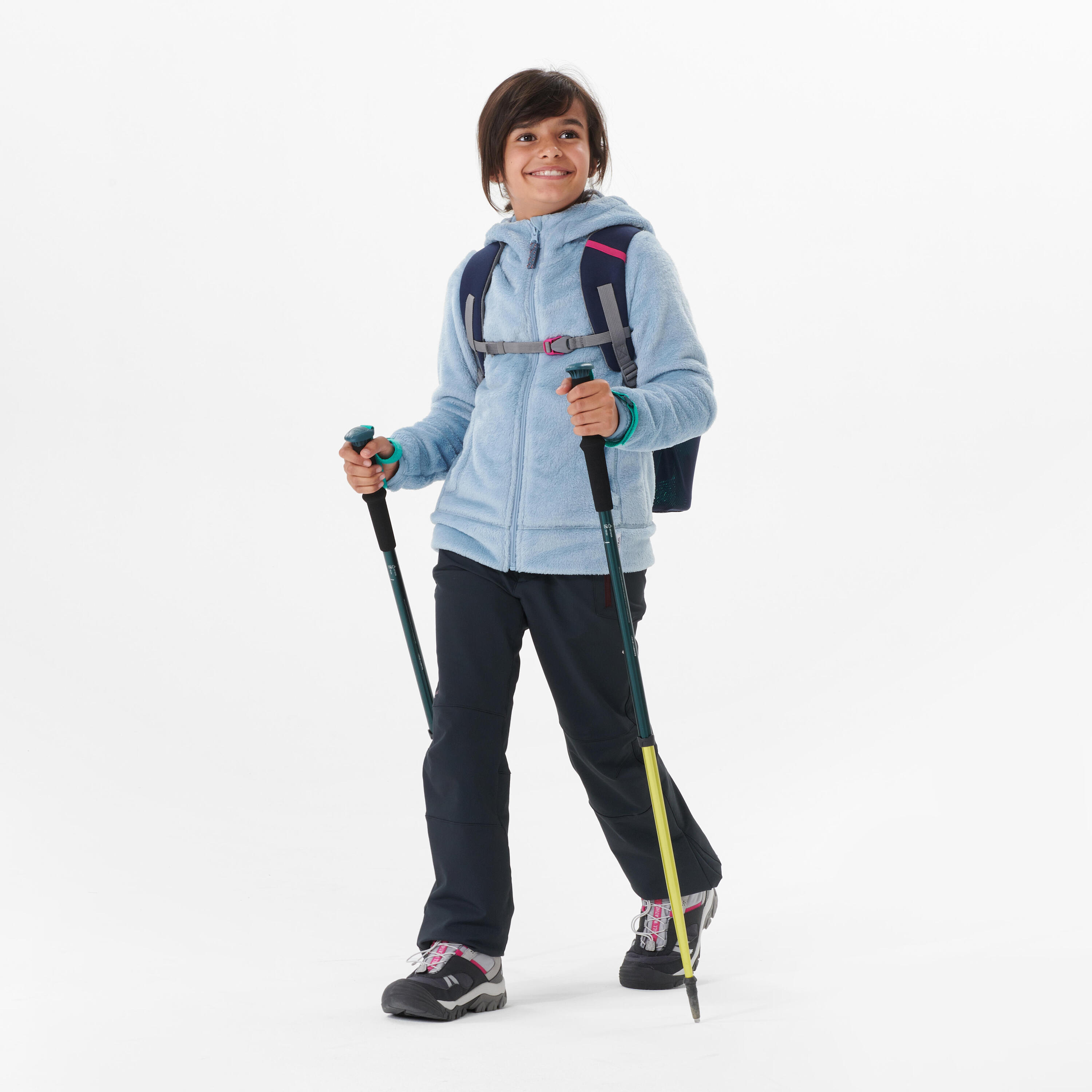 Kids’ Warm Hiking Fleece Jacket - MH500 Aged 7-15 - Blue Grey 2/6