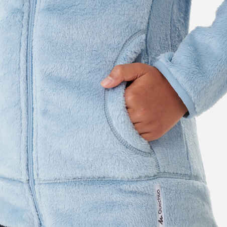 Ζεστή fleece ζακέτα πεζοπορίας ΜΗ500 για παιδιά 7-15 ετών - Γκρι/Μπλε