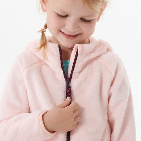 Толстовка теплая походная для детей 2-6 лет розовая MH500
