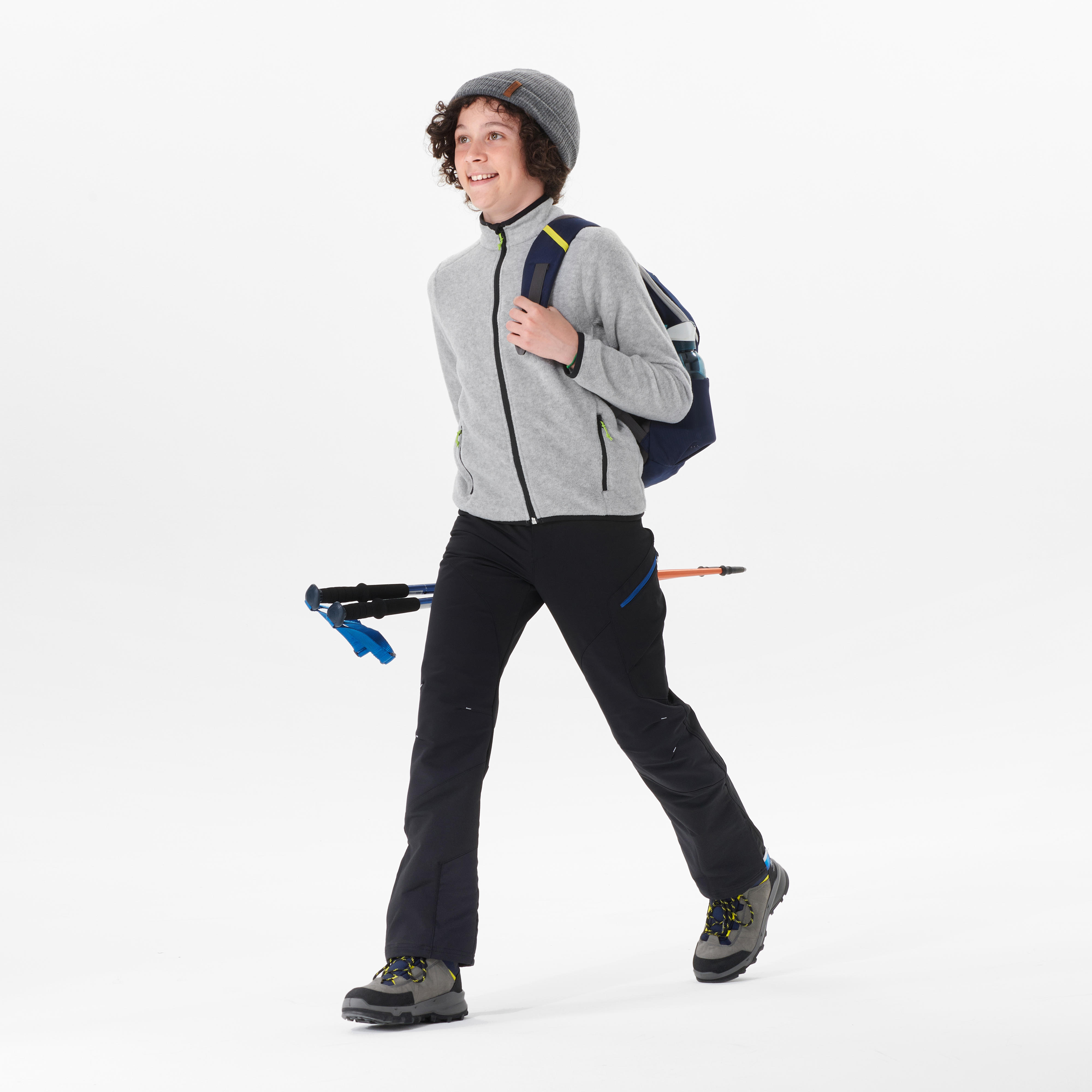 Chamarra de tejido polar de senderismo gris para ninos 7 15 anos MH150 Decathlon