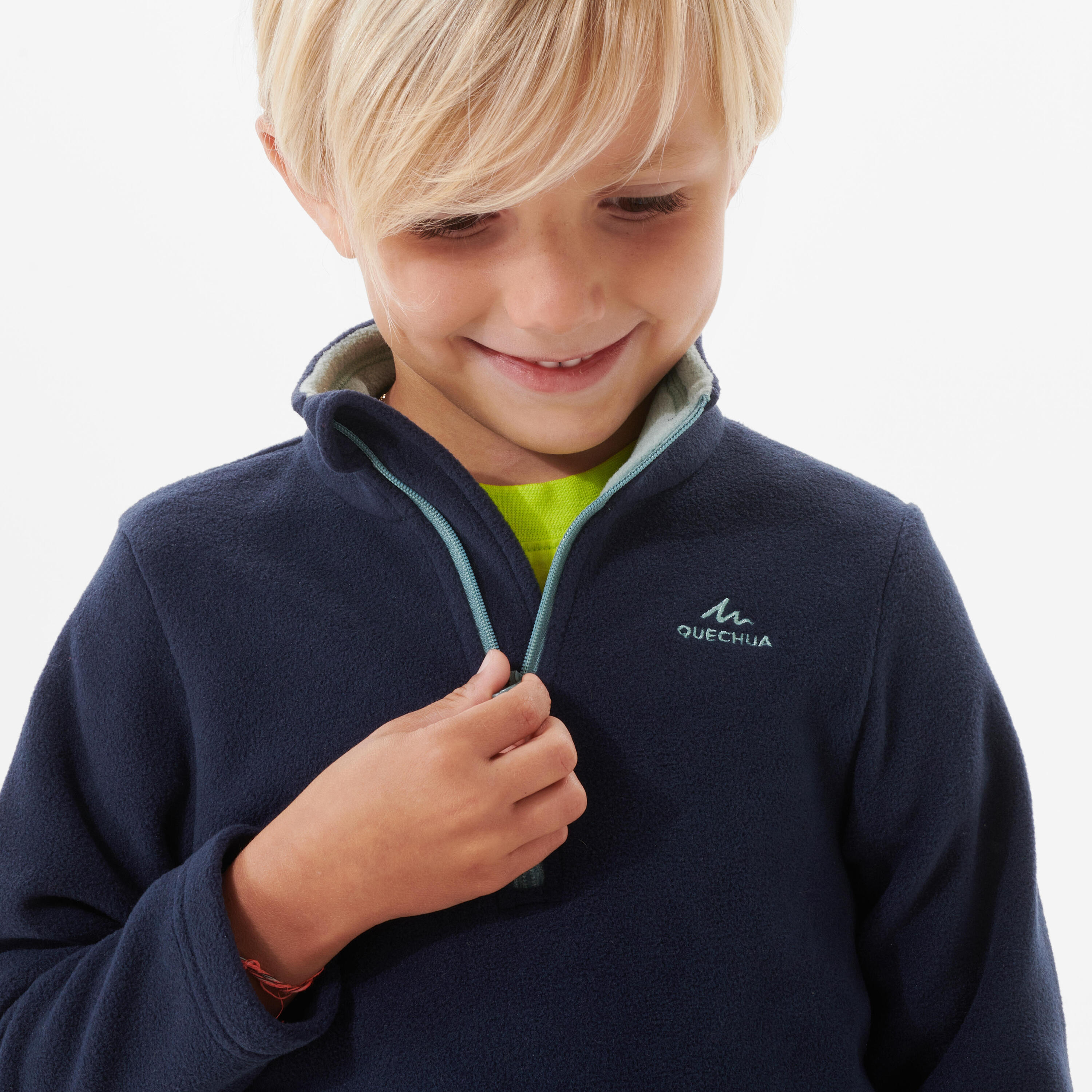 Kids’ hiking fleece jacket - 2-6 years - MH100 - Half Zip - Blue 8/8