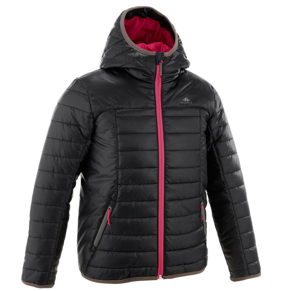 KIDS’ PADDED HIKING JACKET - MH 500 Aged 7-15 - BLACK