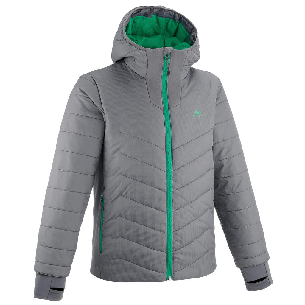 Kids’ padded hiking jacket - hybrid - aged 7-15 - dark grey green