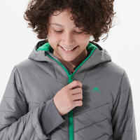 KIDS’ PADDED HIKING JACKET - HYBRID - AGED 7-15 - DARK GREY GREEN