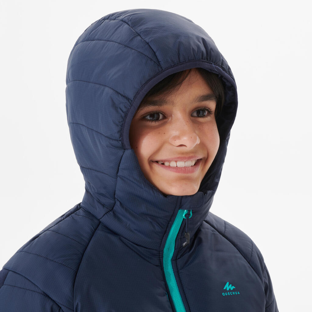 KIDS’ PADDED HIKING JACKET - HYBRID AGED 7-15 - DARK GREY