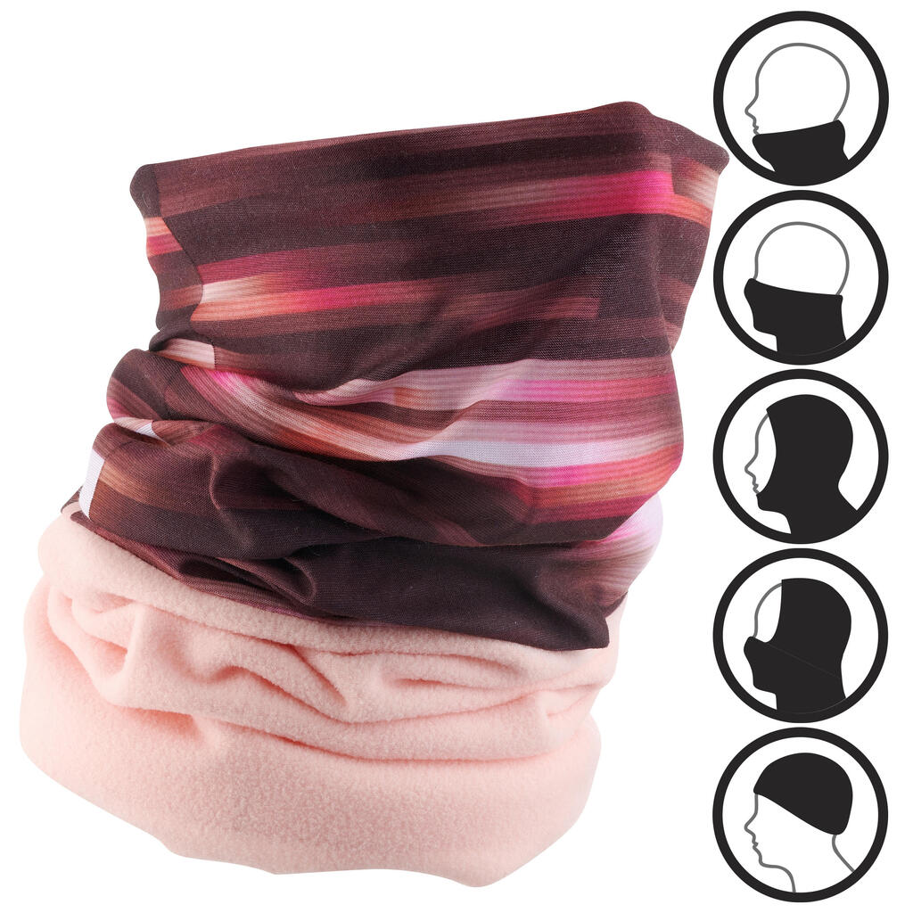 ADULT SKIING NECK WARMER - HUG - PINK STRIPES