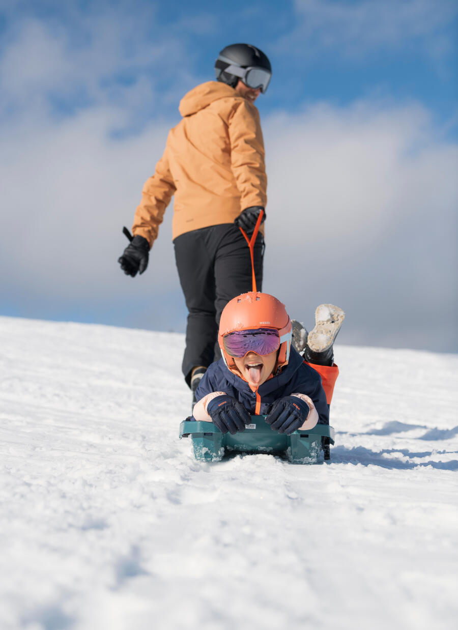 Luge à neige avec freins – 500 Trilugik Junior - Bleu canard - Wedze -  Décathlon