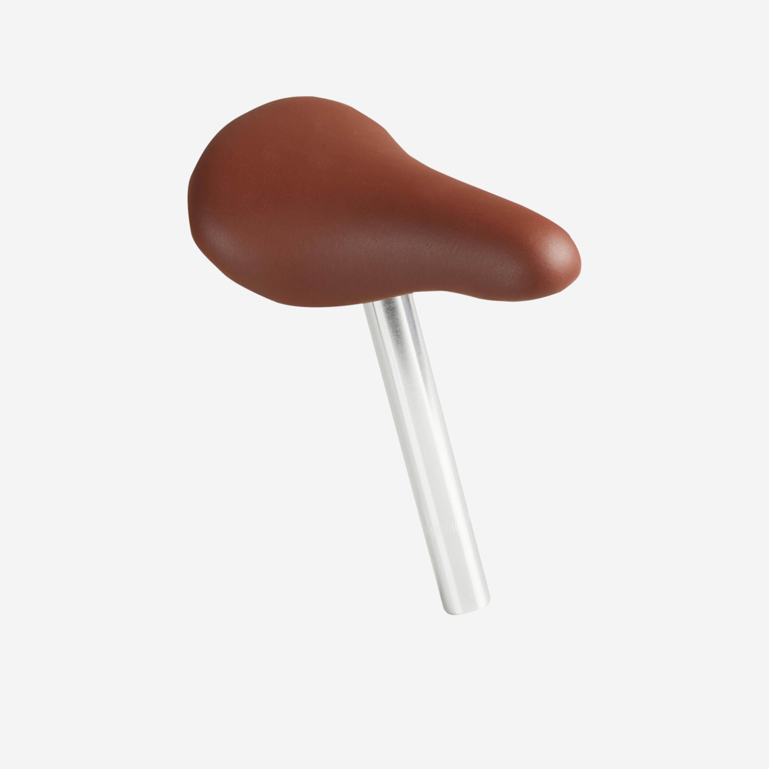 Btwin - Selle De Vélo 16 Pouces Marron + Tige De Selle 26 Mm Aluminium Gris - Selle De Vélo - Sav Cycle - Gris-marron - Taille Unique - Decathlon