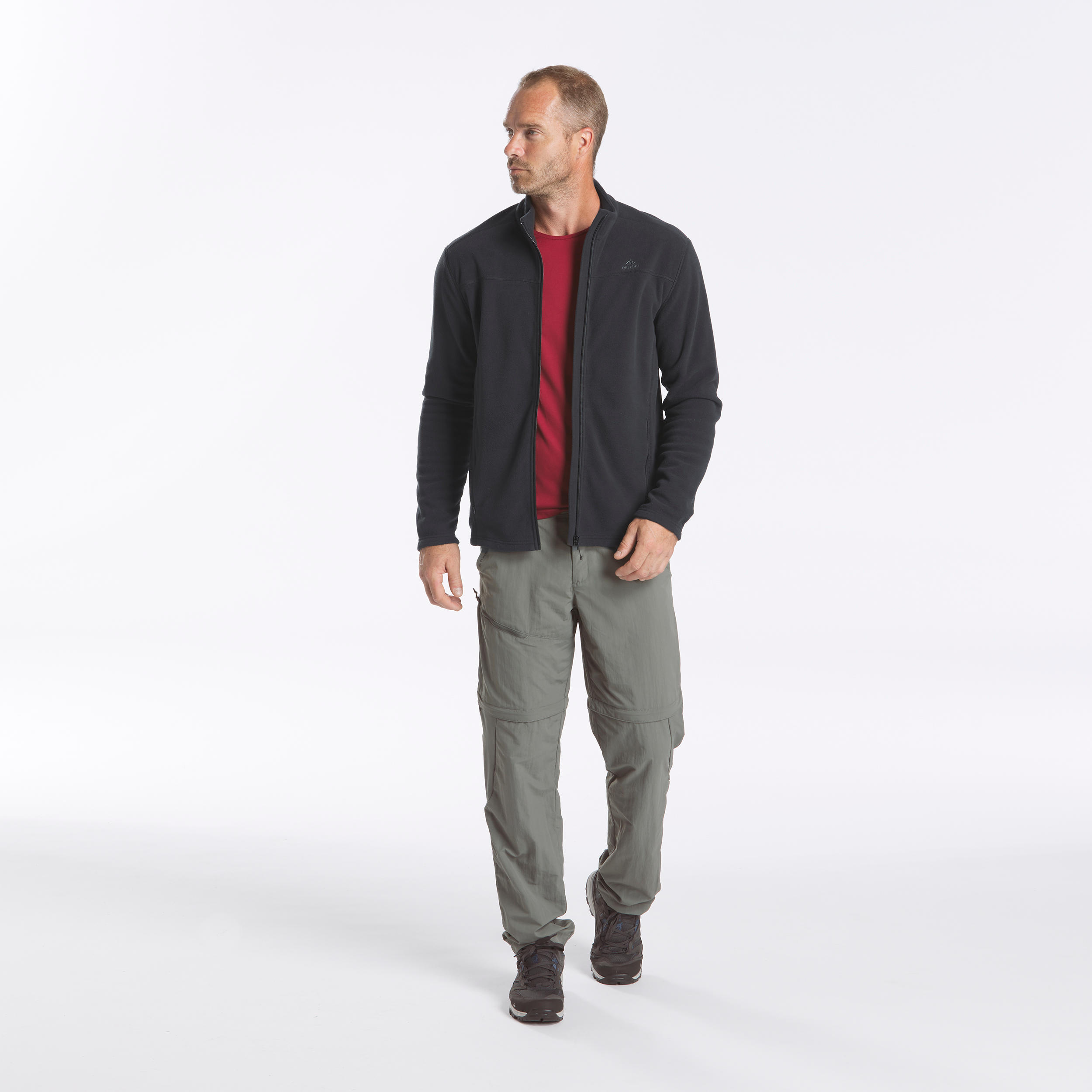 Men's Mountain Hiking Fleece MH100 Full Zip - Black 6/9