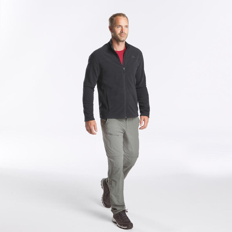 Polaire de randonnée montagne homme, MH100full zip noir