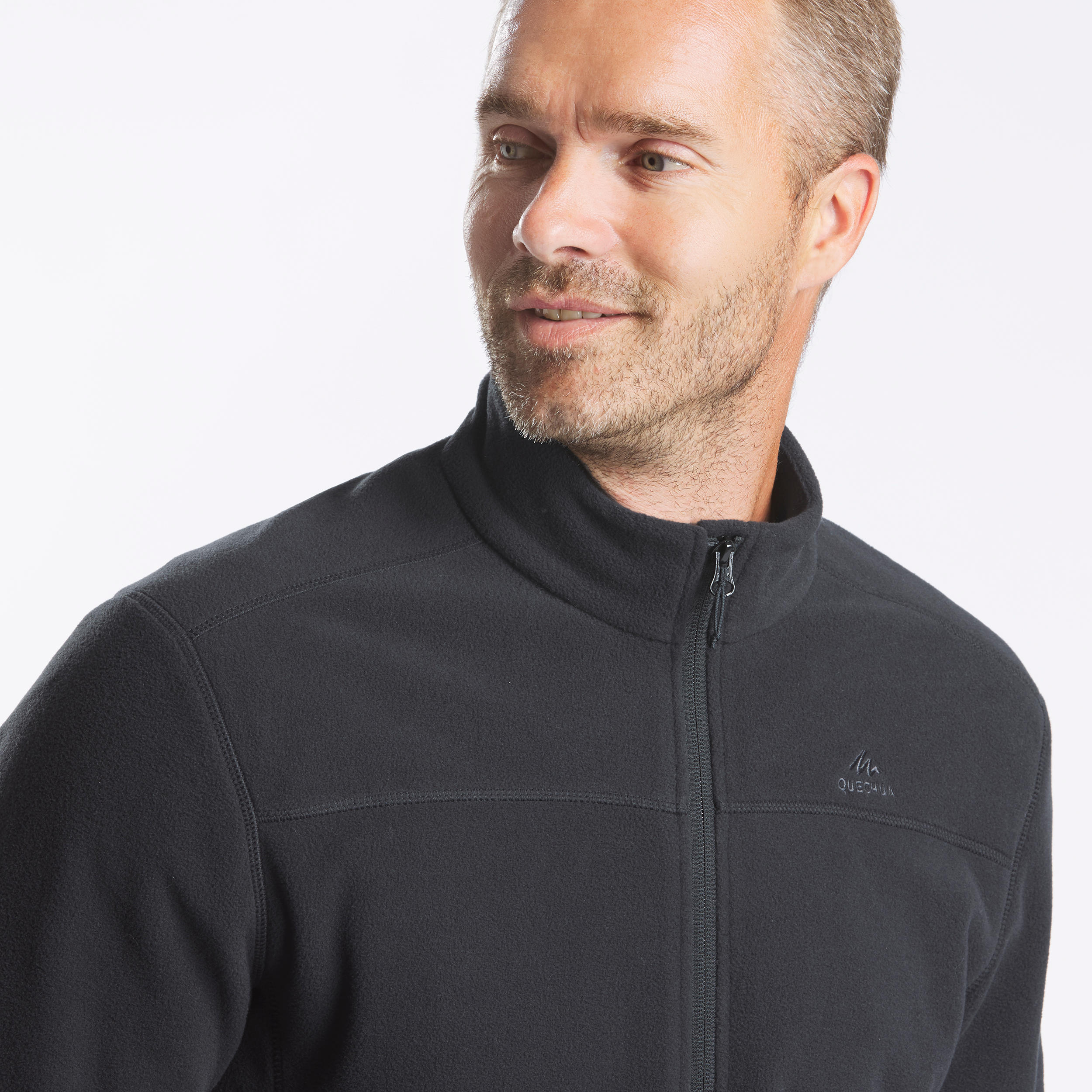 Men's Mountain Hiking Fleece MH100 Full Zip - Black 9/9