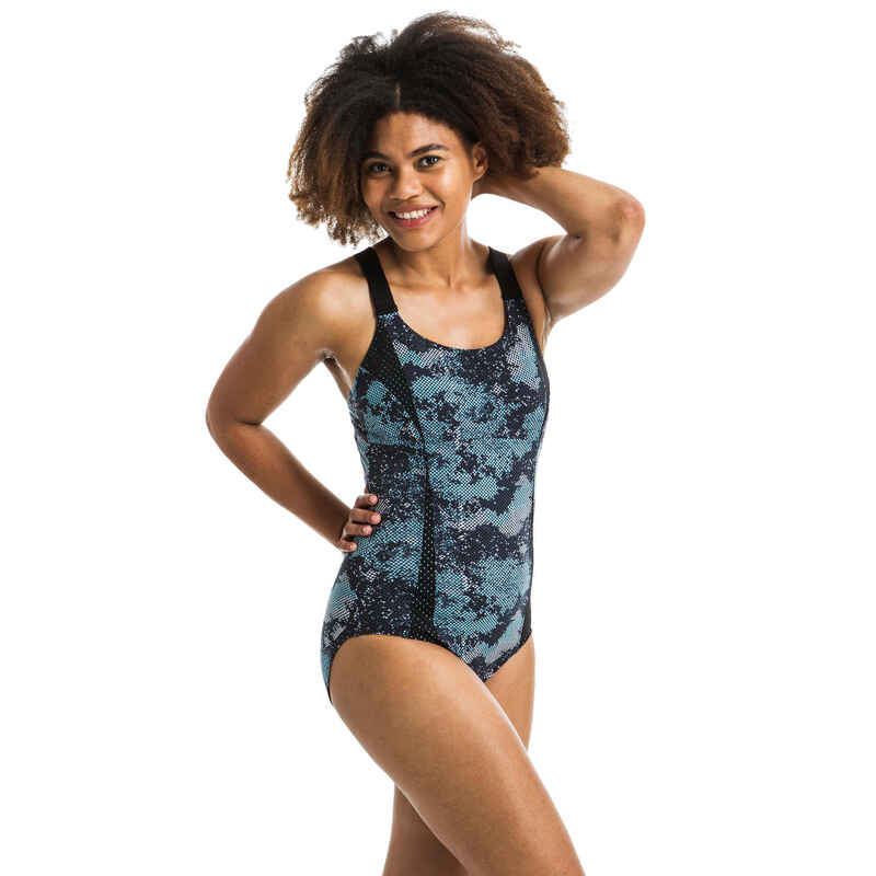 Badeanzug Elea Wall Aquagym Aqua-Cycling Damen grau/blau