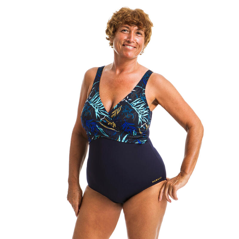 Maillot de bain une pièce femme gainant d'aquagym Lori Yuka bleu