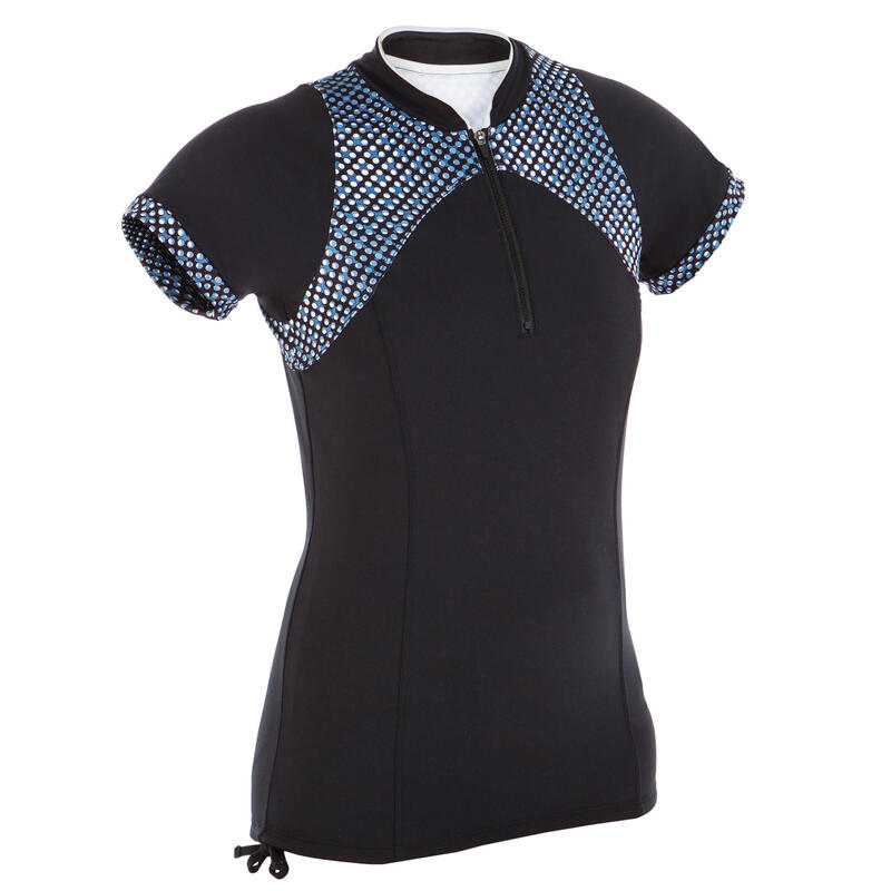 T shirt manches courtes aquagym-aquabike ou longe-côte femme Zia noir Bul gris
