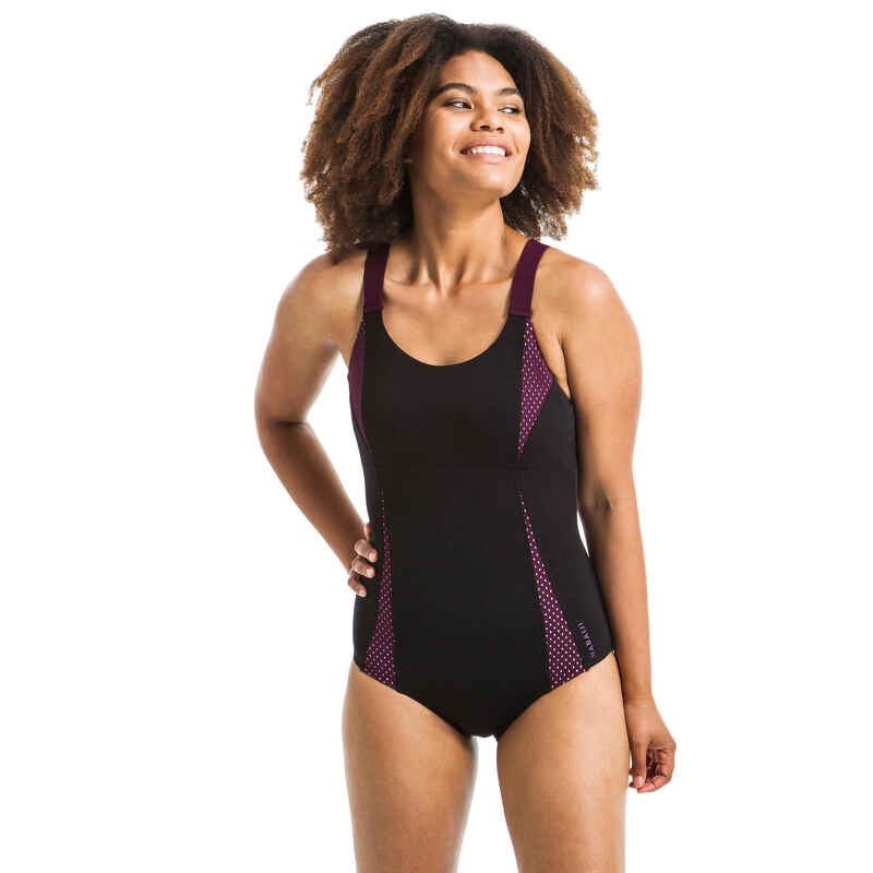 Badeanzug Elea Aquafitness Damen schwarz/bordeaux