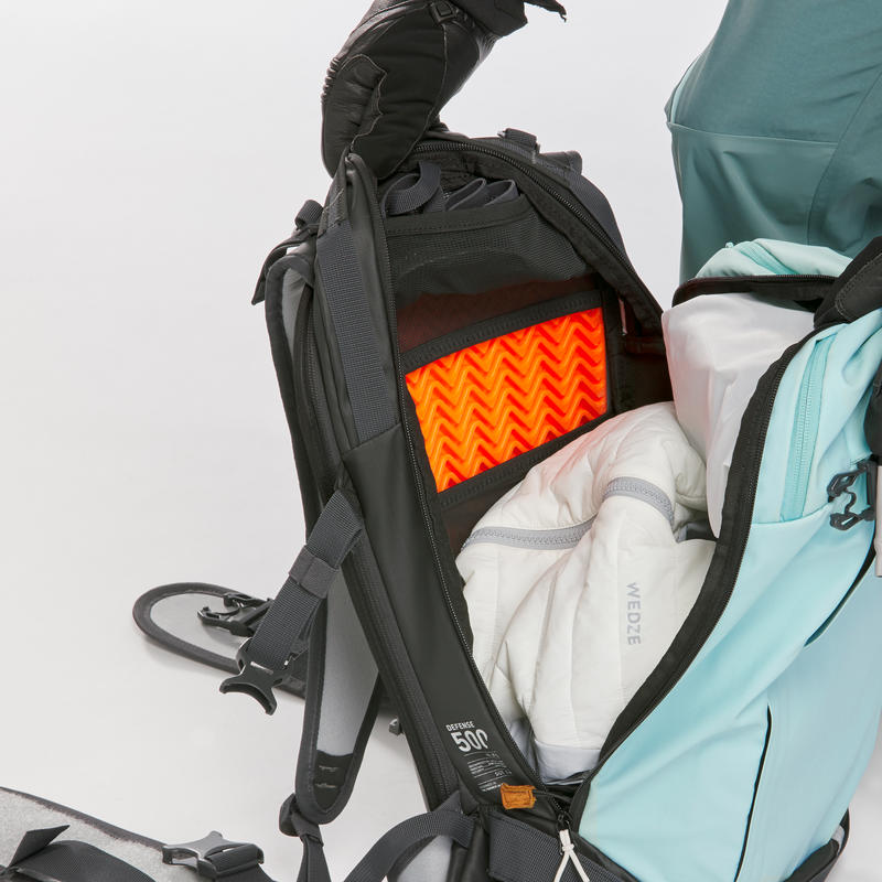 SKI SNOWBOARD BACKPACK WITH BACK PROTECTOR BP SKI FR500 DEFENSE M/S GREEN Decathlon