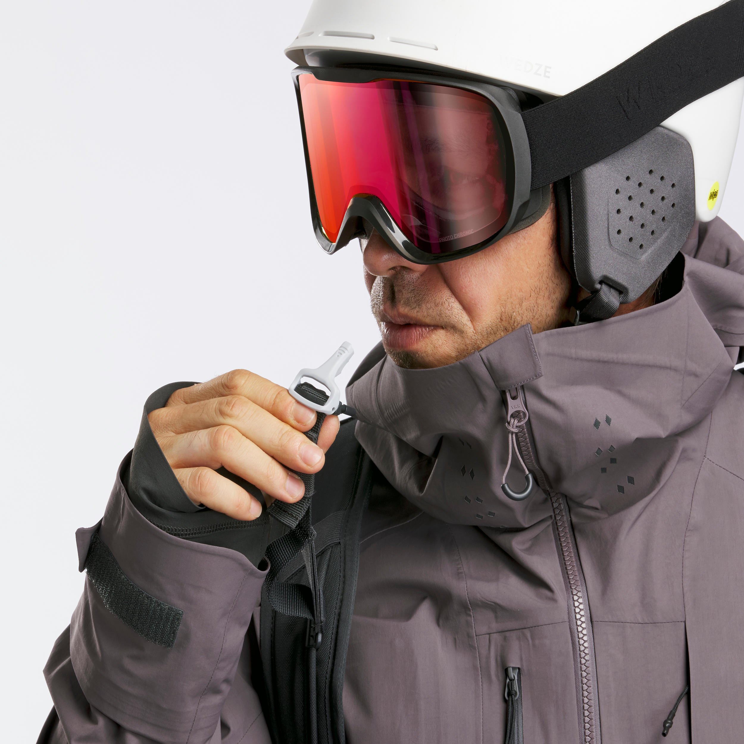 Freeride ski snowboard backpack - FR 100 DEFENSE  - Burgundy 20/25