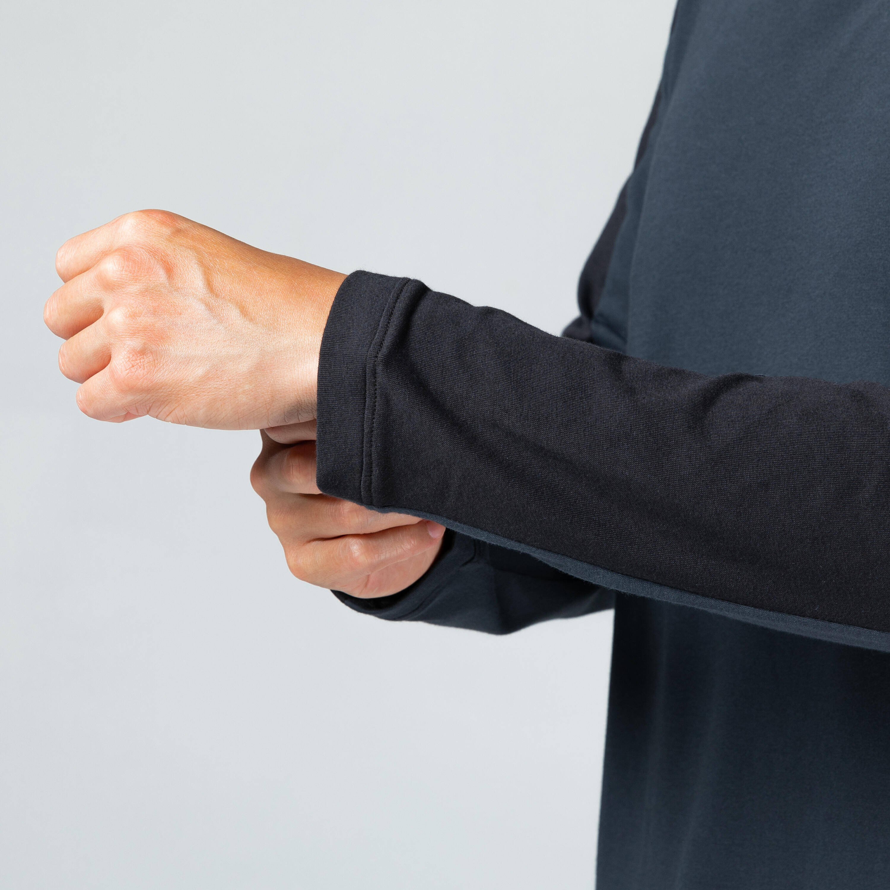 Mens Cotton Blend Gym Longsleeve Tshirt 520 - Grey Black -  3