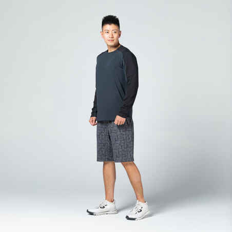 Men's Long-Sleeved Fitted-Cut Crew Neck Cotton Fitness T-Shirt 520 - Carbon Grey