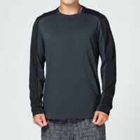 Men's Long-Sleeved Fitted-Cut Crew Neck Cotton Fitness T-Shirt 520 - Carbon Grey