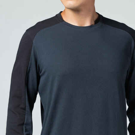 Men's Long-Sleeved Fitted-Cut Crew Neck Cotton Fitness T-Shirt 520 - Carbon Grey