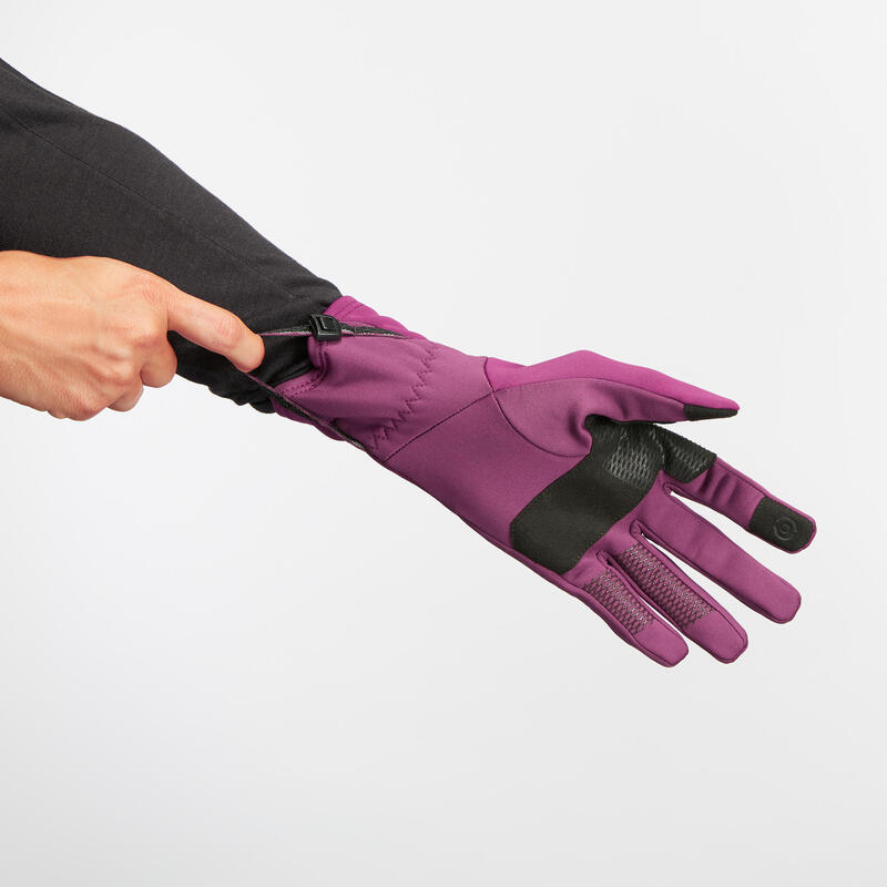 Stretch handschoenen voor bergtrekking volwassenen Trek 500 paars