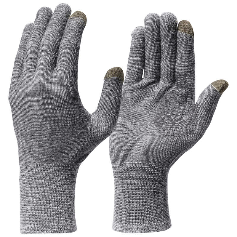 Sous-gants sans couture de trekking montagne - TREK 500 gris - adulte