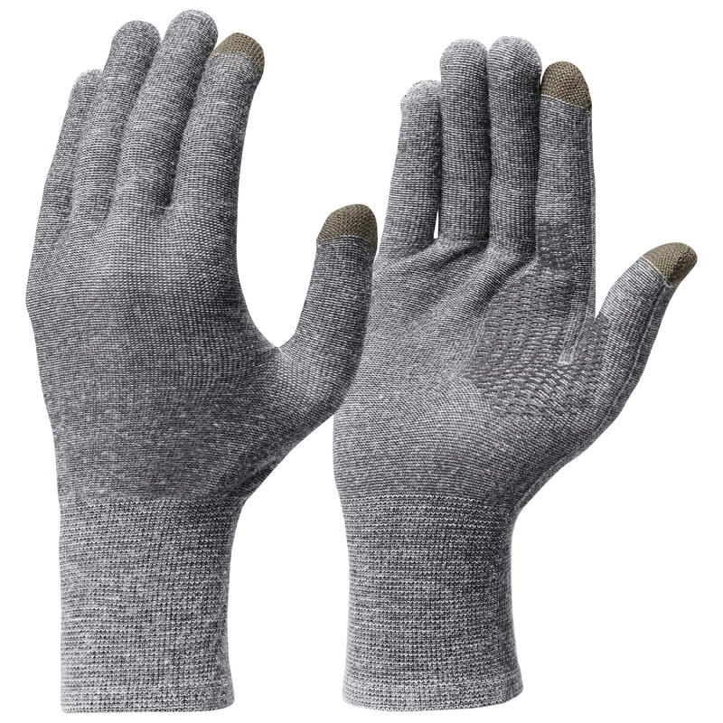 Sous-gants sans couture de trekking montagne - MT500 gris - adulte