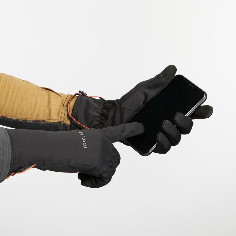 Turistické rukavice Trek 500 stretch černé