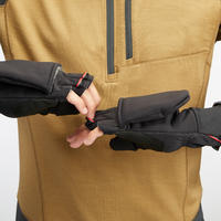 Trek 500 warm and windproof mountain hiking glove-mittens - Adults