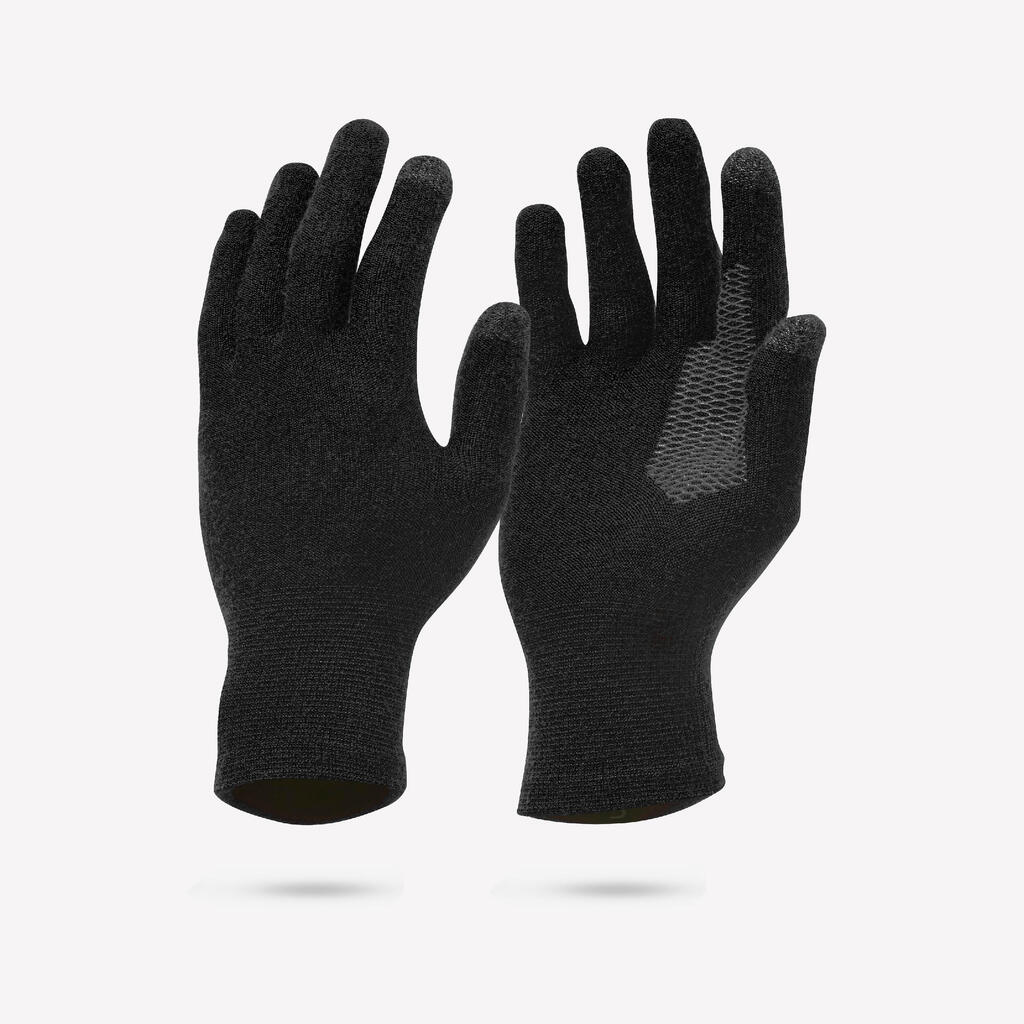 Sous-gants sans couture de trekking montagne  - MT500 noir - adulte