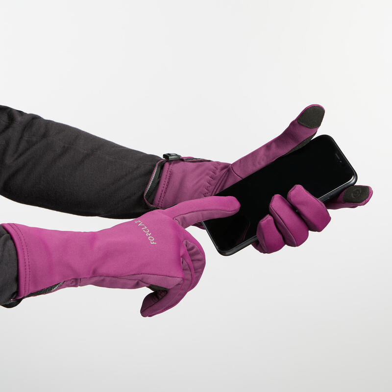 Stretch handschoenen voor bergtrekking volwassenen Trek 500 paars