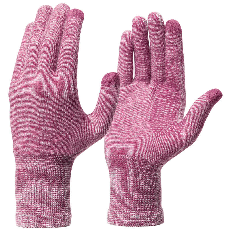 Sous-gants tactiles de trekking montagne  - TREK 500 violet unisexe