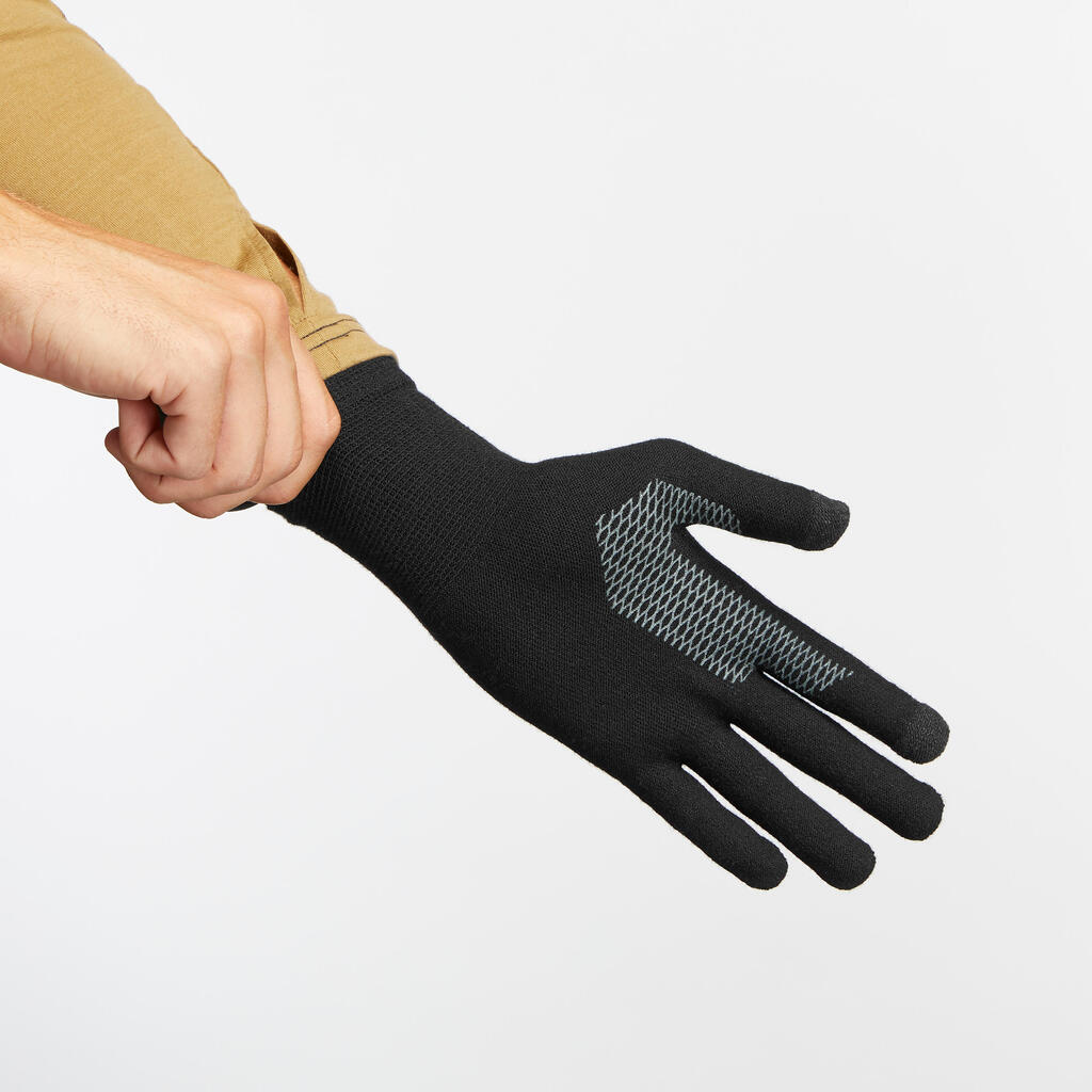 Adult Mountain Trekking Seamless Liner Gloves  - MT500 Black