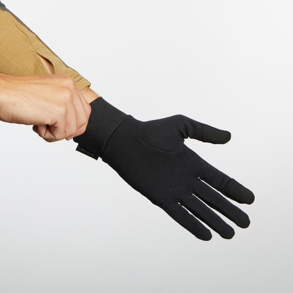 Adult Mountain Trekking Silk Liner Gloves - MT 500 Black