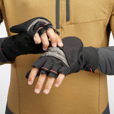 Adult Mountain Trekking Warm and Windproof Glove-Mittens Trek 500 - black