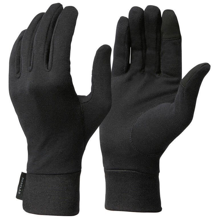 Adult Trekking Silk Liner Gloves - MT 500 Black