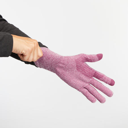 Sous-gants tactiles de trekking montagne  - TREK 500 violet unisexe