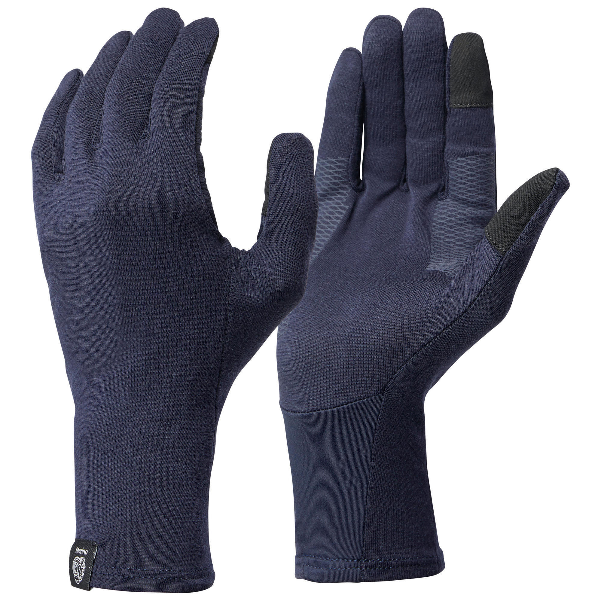 FORCLAZ Adult Mountain Trekking Merino Wool Liner Gloves - MT500 Navy Blue