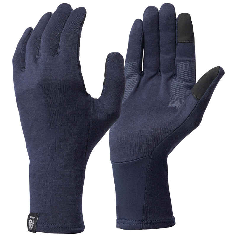 Unterziehhandschuhe Bergtrekking Trek 500 Merinowolle Erwachsene marineblau Unterziehhandschuhe Bergtrekking Trek 500 Merinowolle Erwachsene marineblau