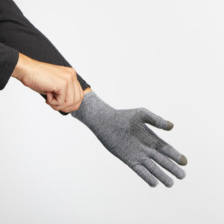 Adult Mountain Trekking Seamless Liner Gloves  Trek 500 - grey