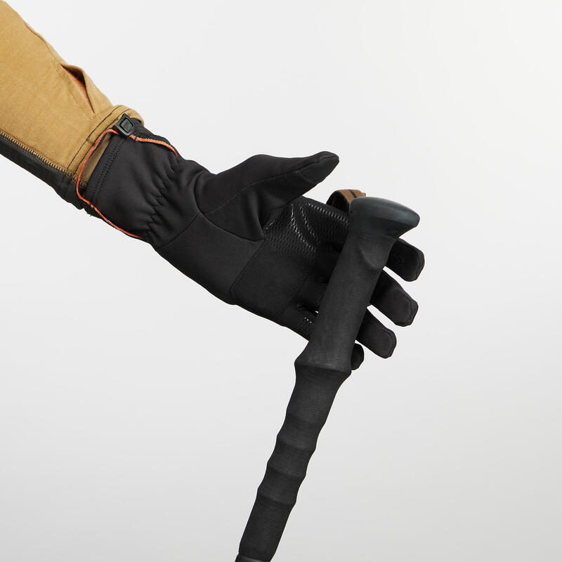Stretch handschoenen voor bergtrekking volwassenen Trek 500 zwart