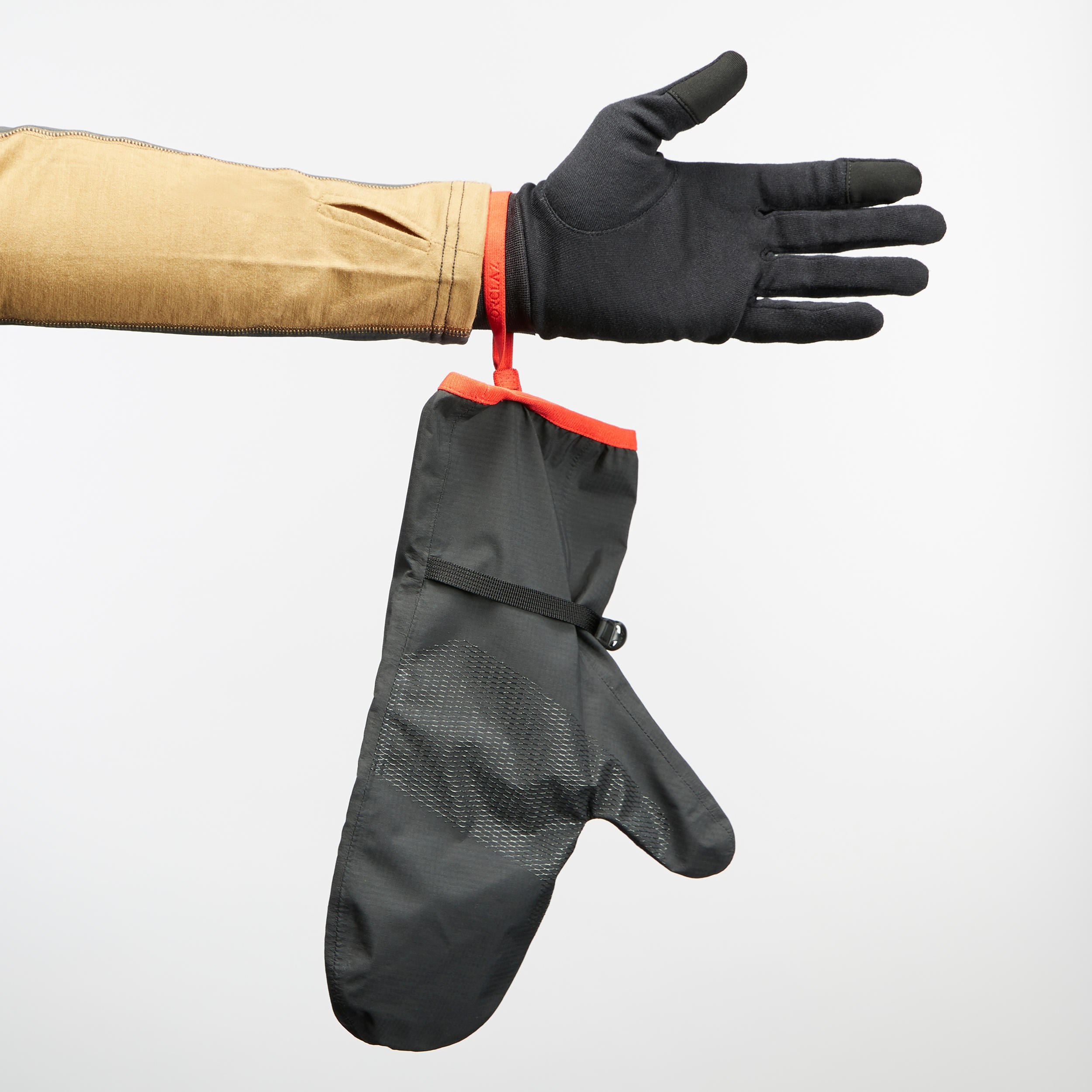 Waterproof Hiking Over-Gloves - MT 500 Black - FORCLAZ