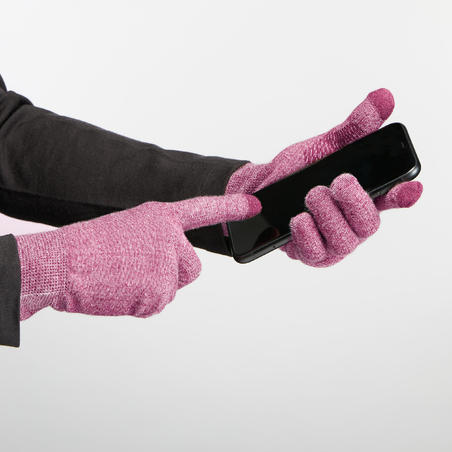 Sous-gants tactiles de trekking montagne  - TREK 500 violet unisexe