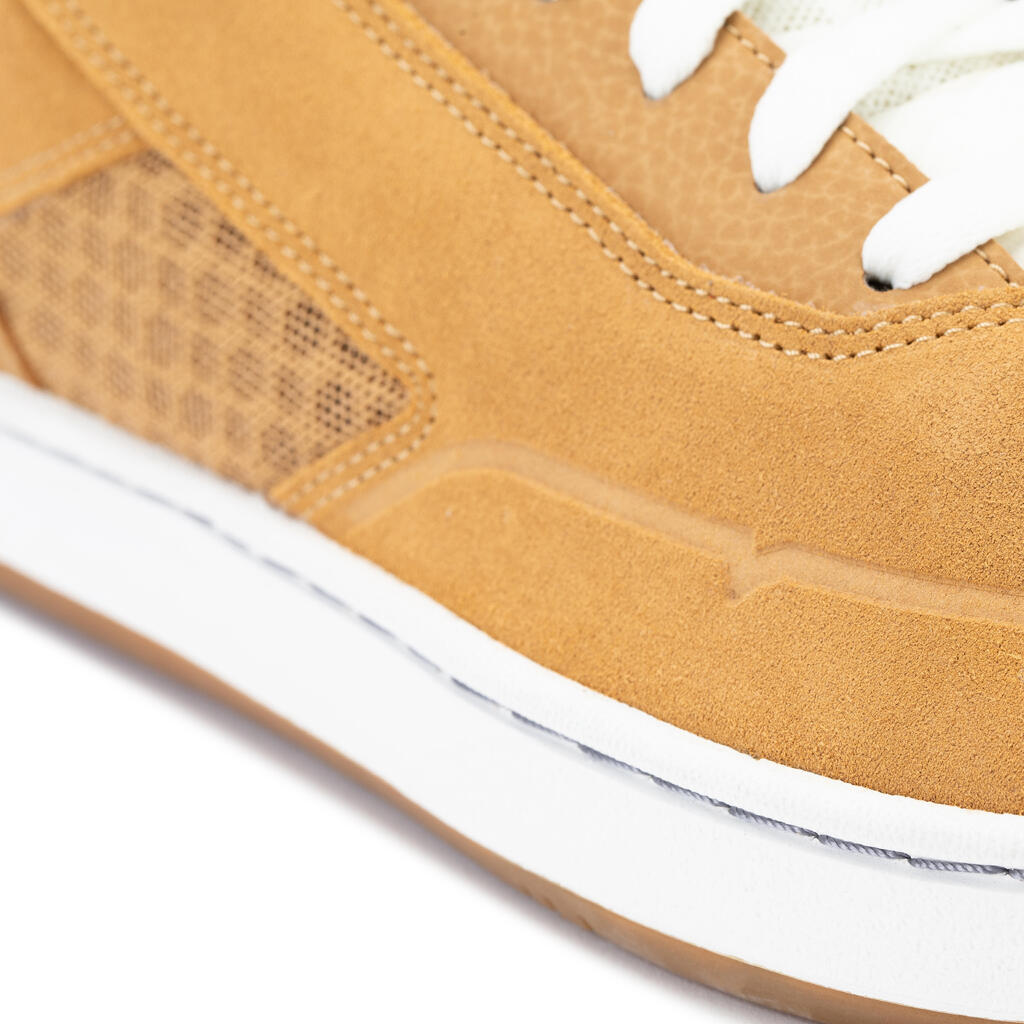 Adult Low-Top Cupsole Skate Shoes Crush 500 - Ochre/White