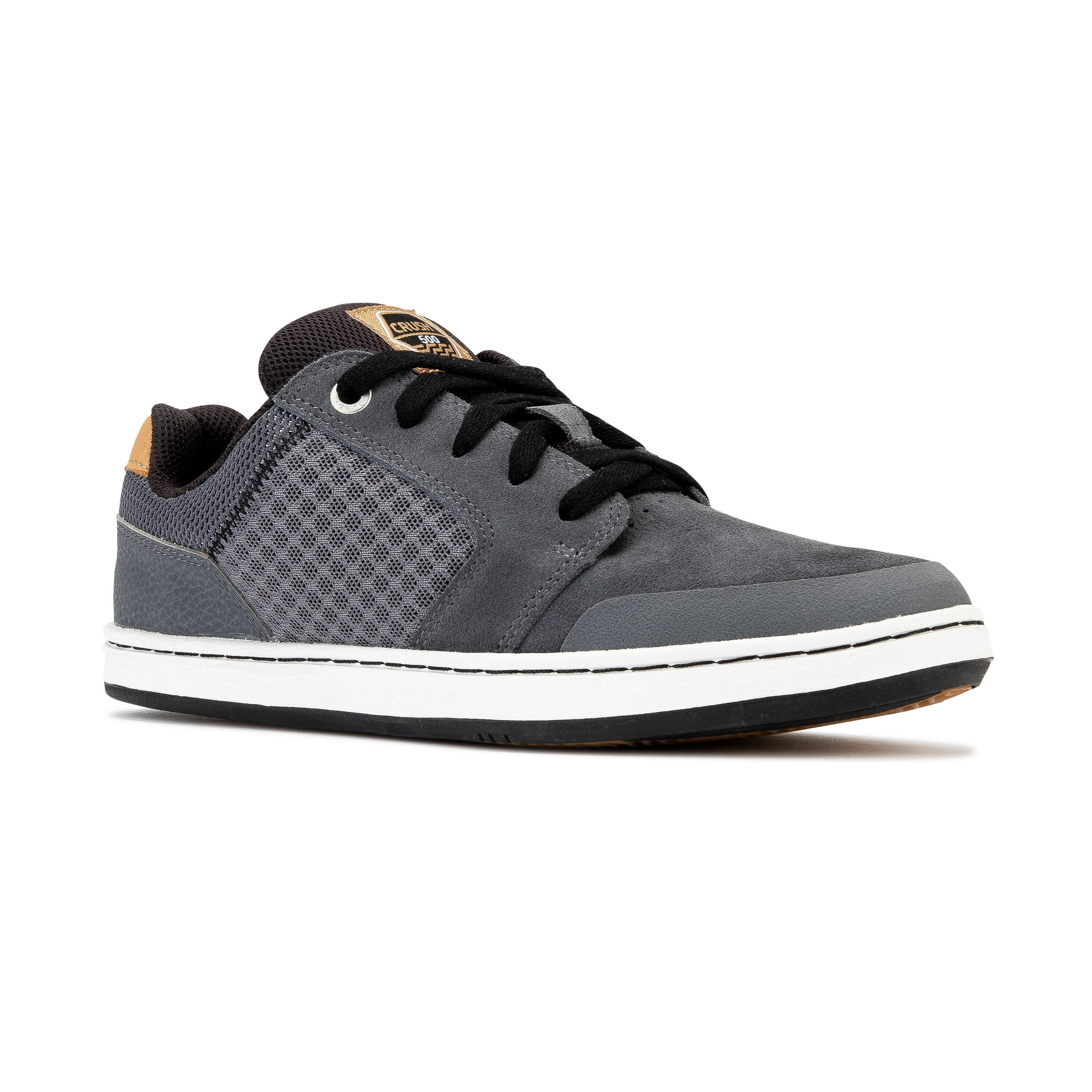 OXELO Kids' Low-Top Skateboard Shoes Crush 500 - Grey/Black