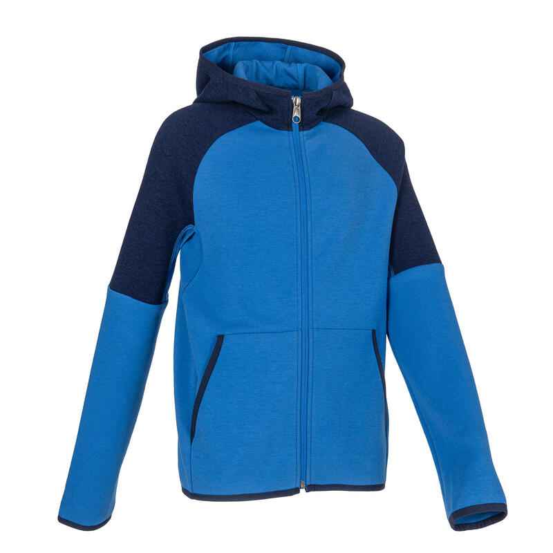 男童健身保暖透氣棉連帽外套500 - 藍色／軍藍色