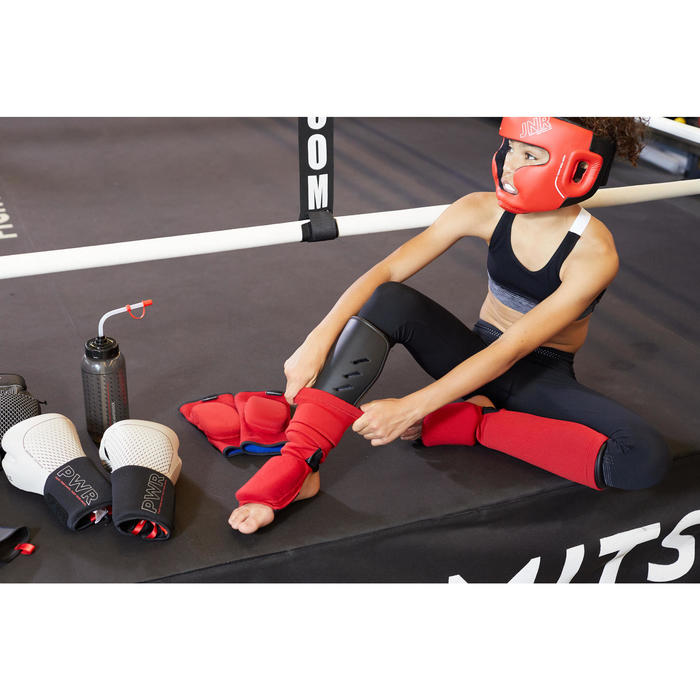 PROTÈGETIBIAPIED CHAUSSETTE ENFANT 900 RÉVERSIBLE (bleu ou rouge